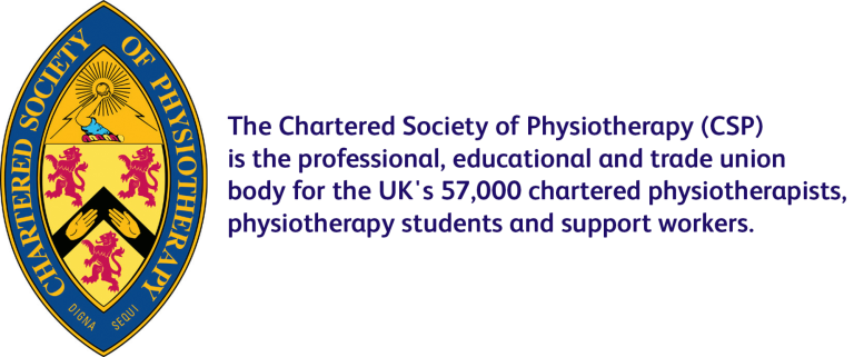 CSP Membership Number - 100435 The Chartered Society of Physiotherapists Logo