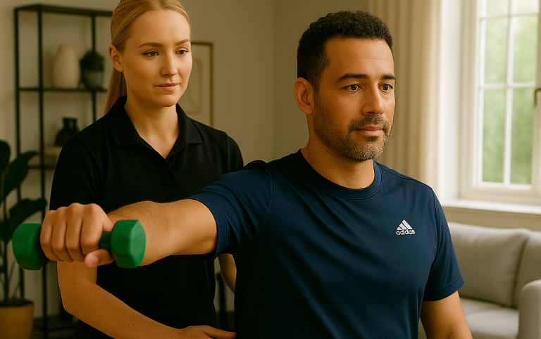 Acute and Chronic MSK Image A person grasping their ankle while sitting on a floor.